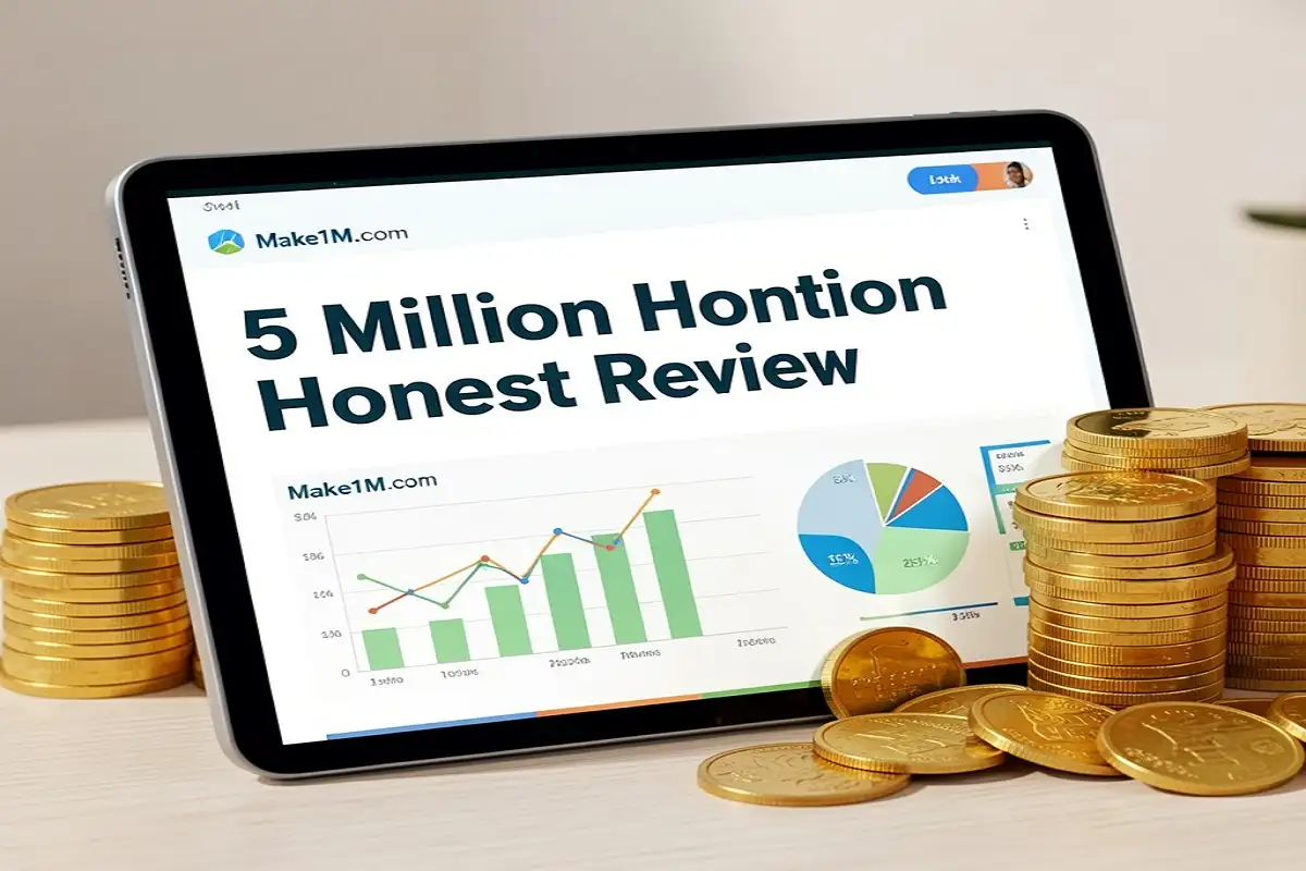 Make1M.com 5 Million Honest Review with charts and gold coins.