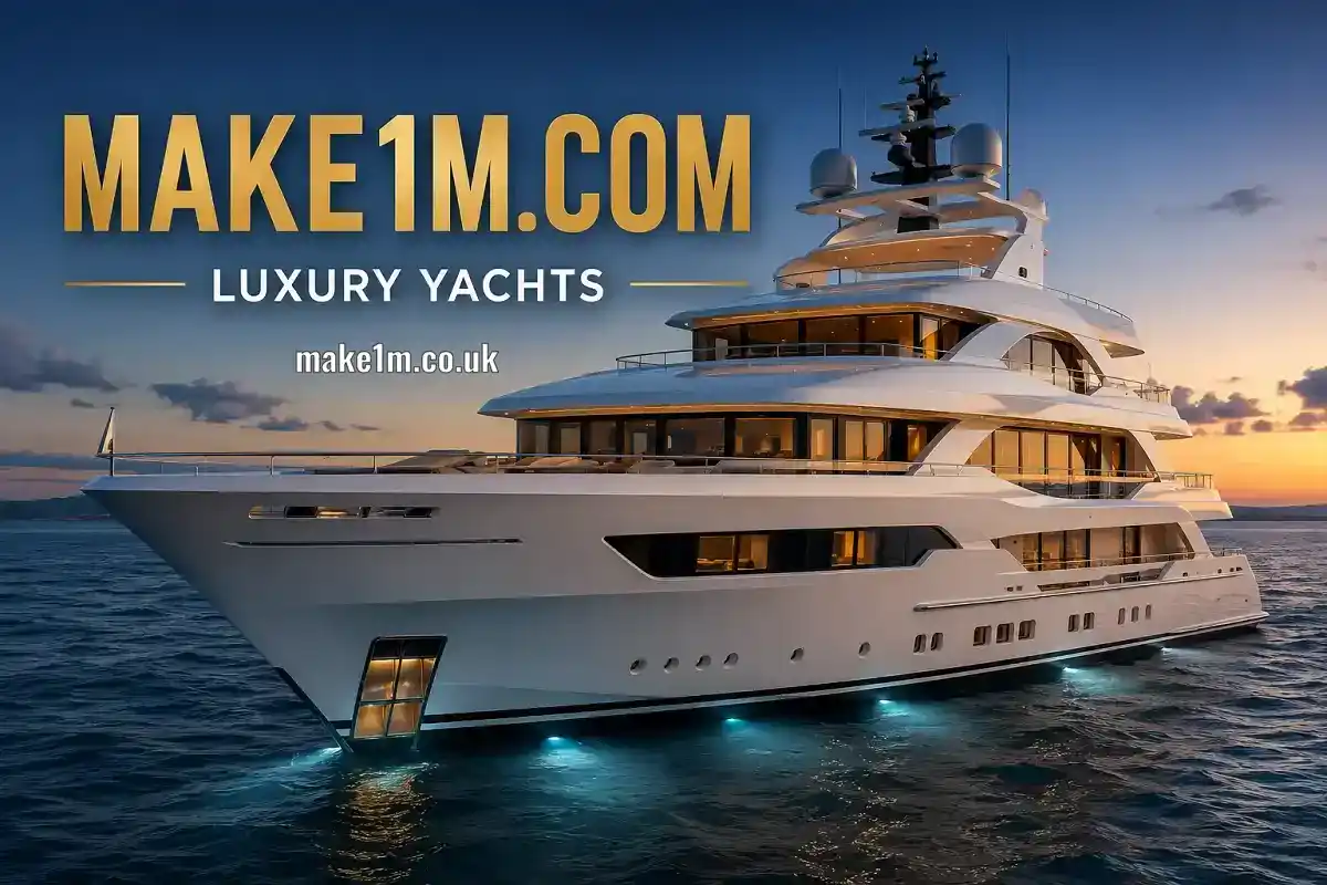 Make1M.com Luxury Yachts modern superyacht on the ocean.