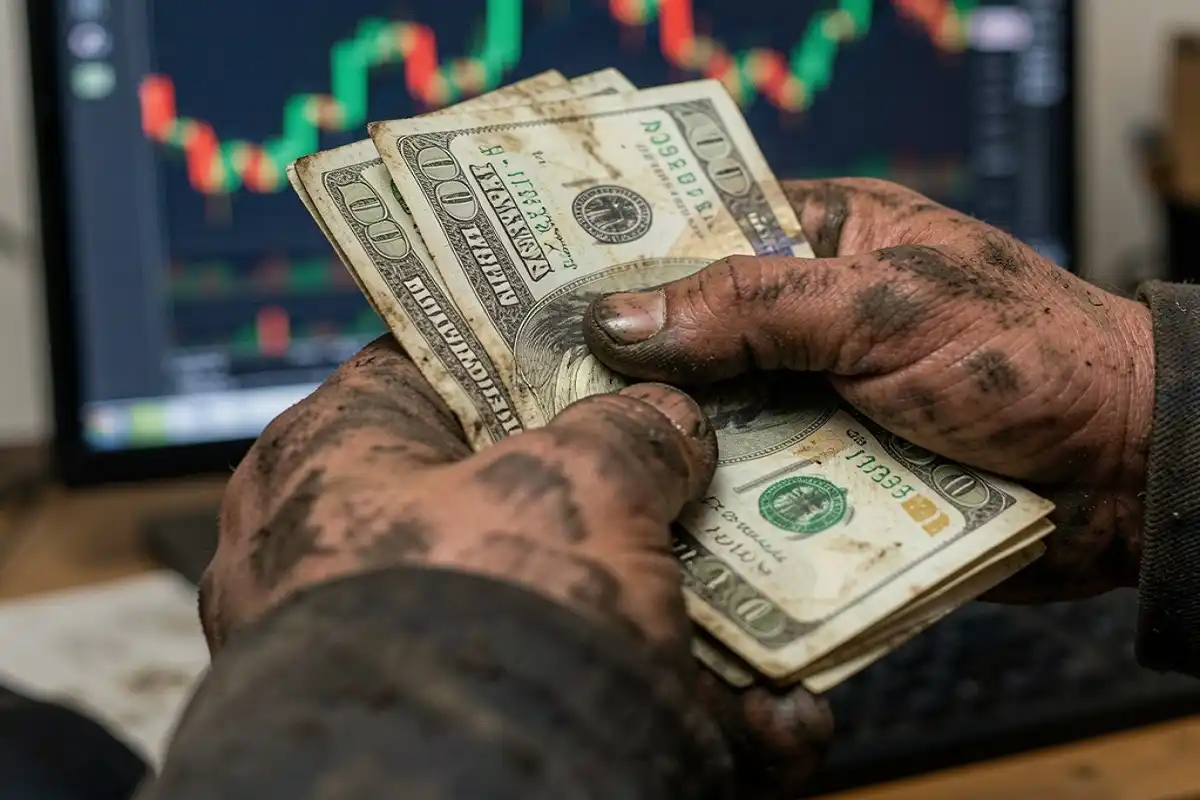 Man with dirty hands counting cash - dirty ways to make money online.