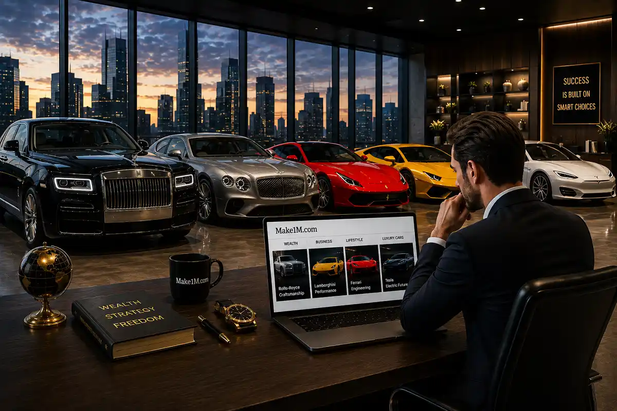 Make1M Com Luxury Cars guide featuring Rolls-Royce, Ferrari, and Lamborghini